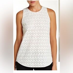 Theory Malyn White Eyelet Sleeveless Top with Back Zipper